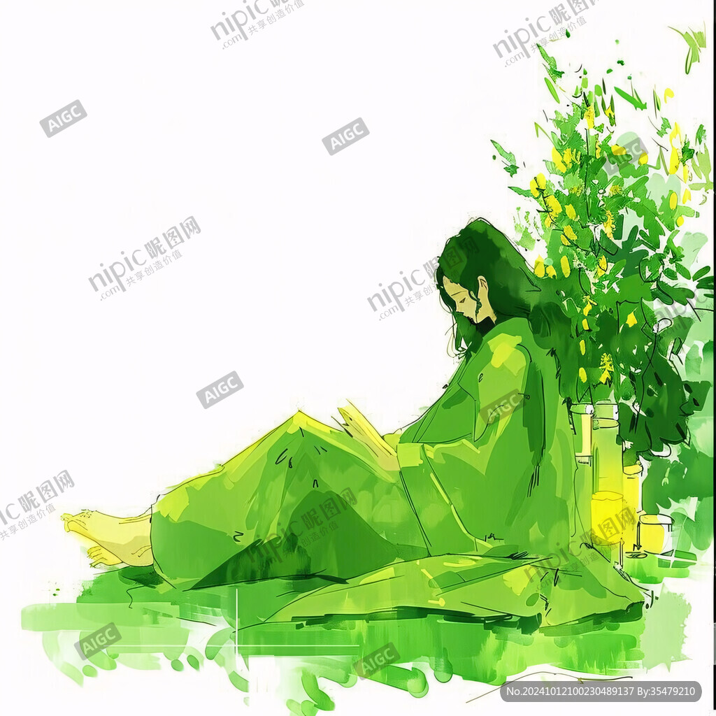 藤葉子女孩手繪插畫(huà)