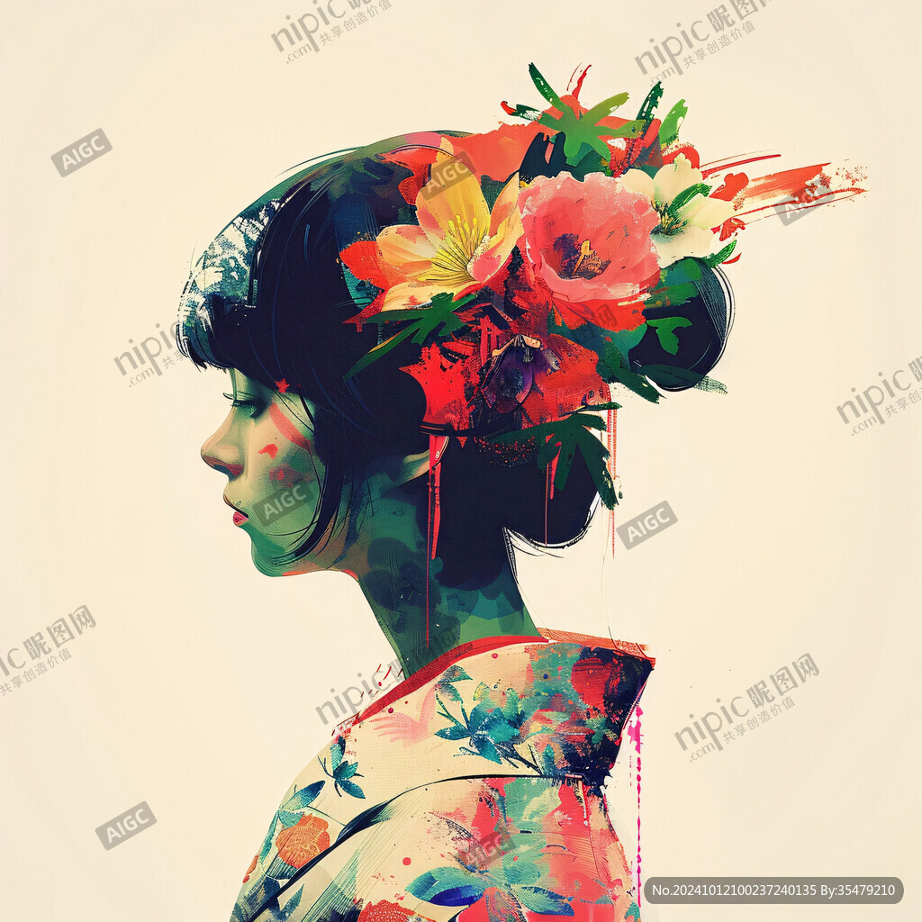 木棉花美女插畫