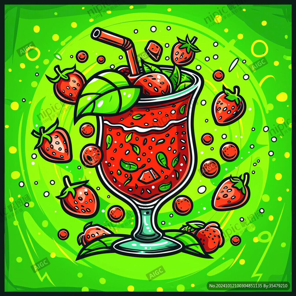 草莓汁插畫
