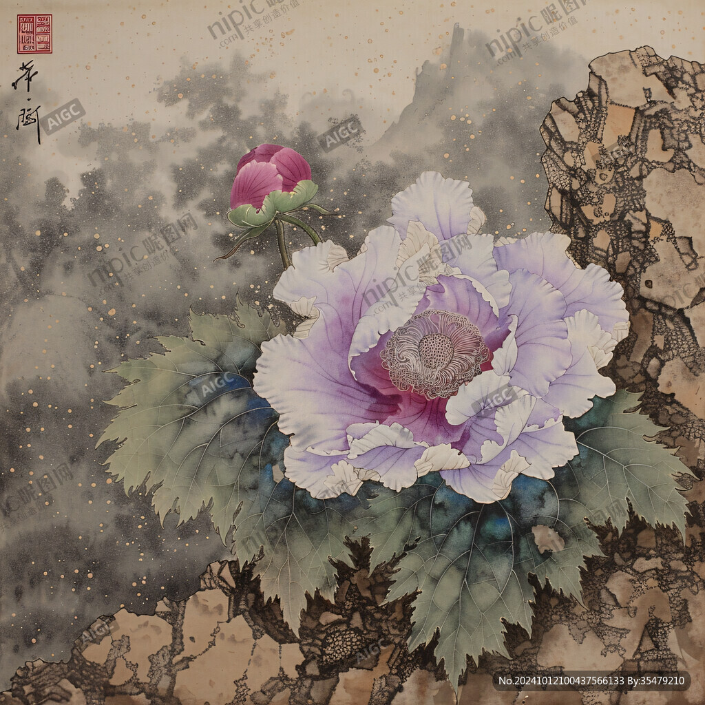 工筆牡丹花開富貴