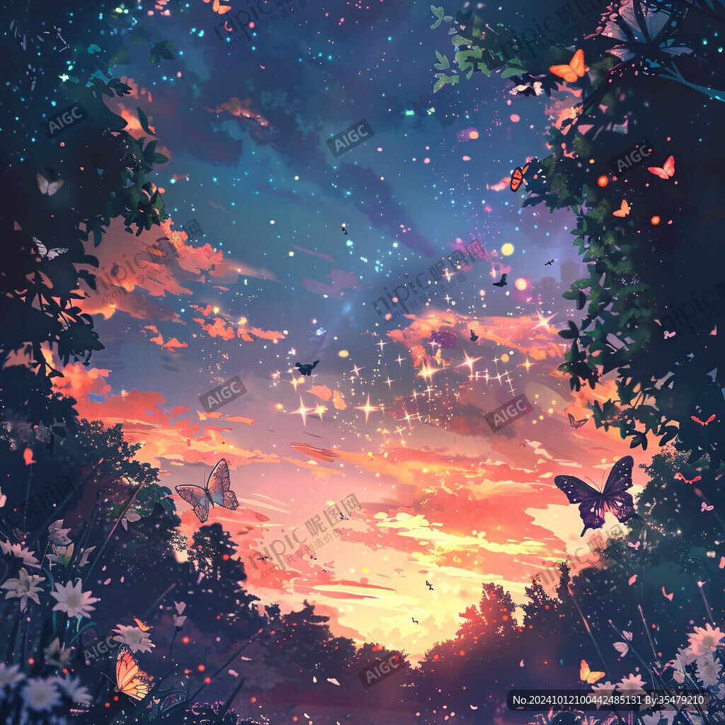 浪漫星空插畫