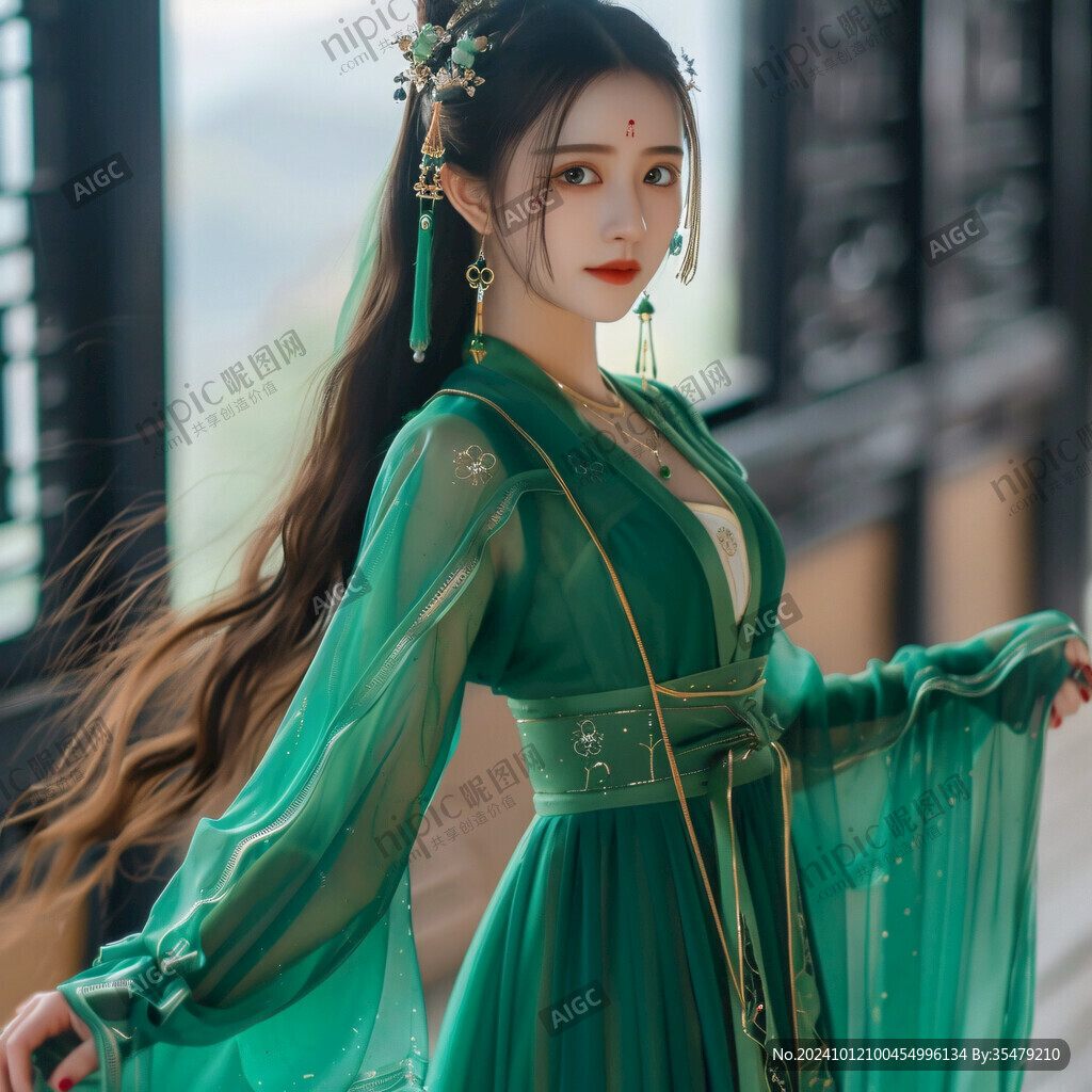 古裝綠色女子