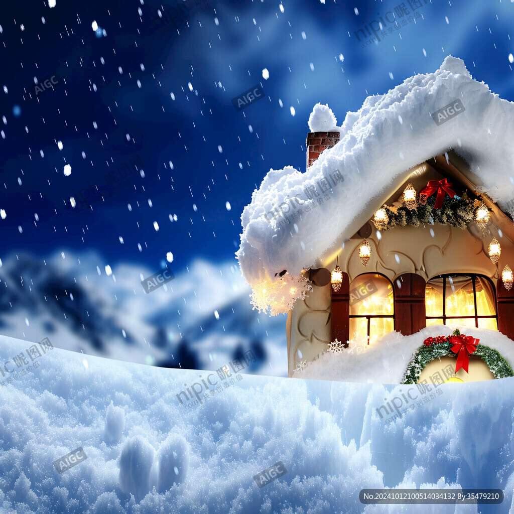 冬天雪屋積雪雪景