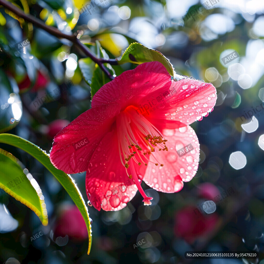 紅花水珠露珠