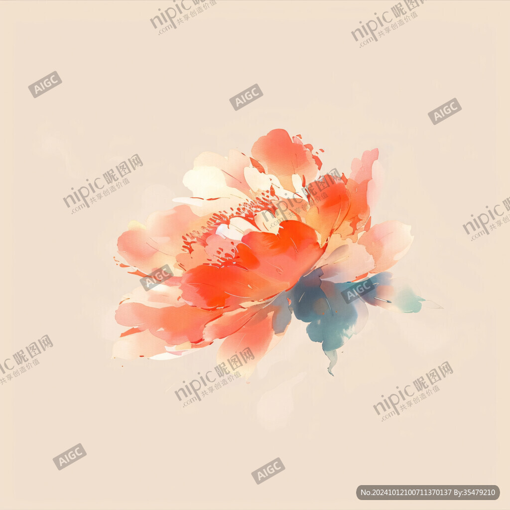 水墨彩色花