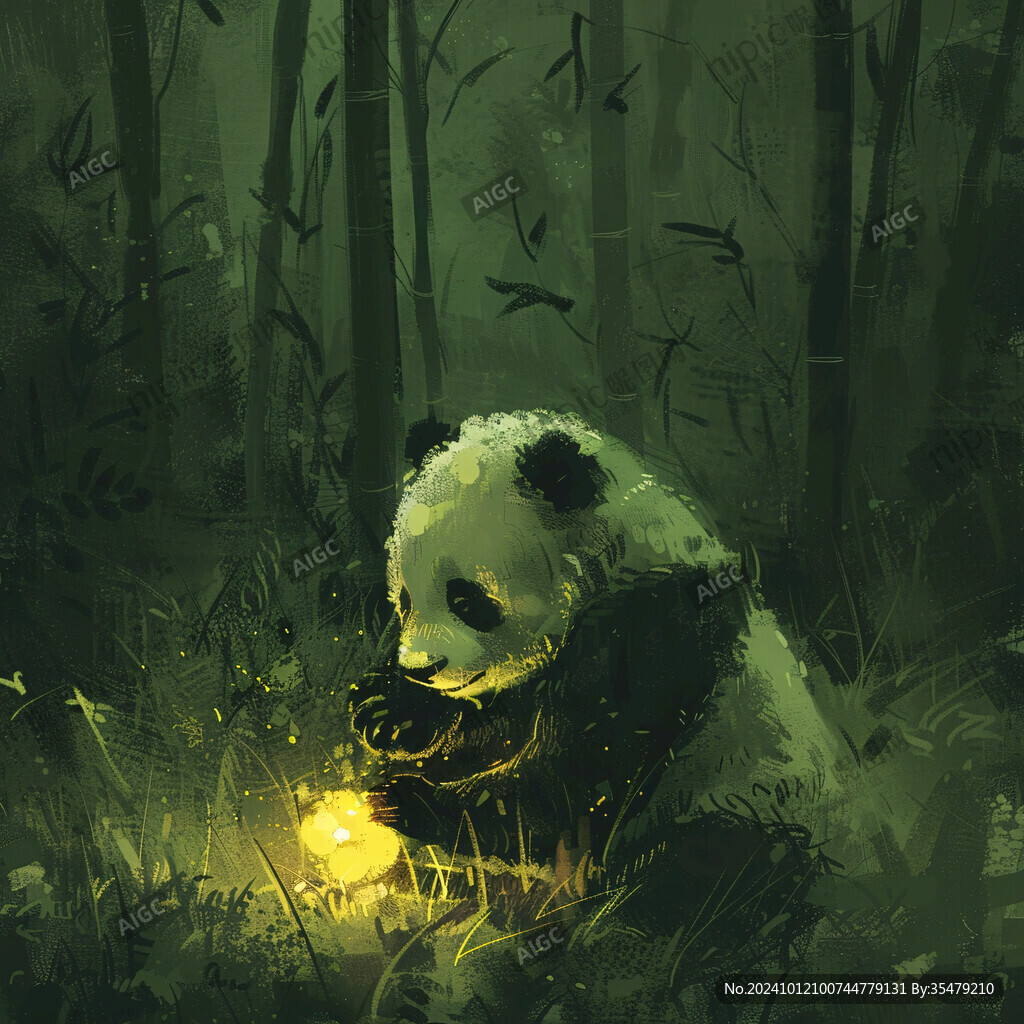 熊貓竹筍插畫