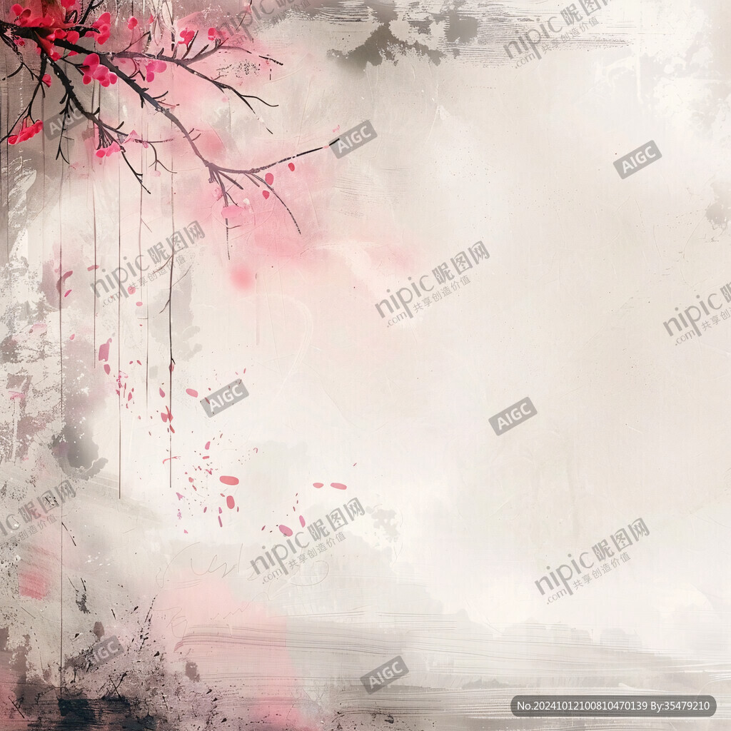 水墨畫桃花林