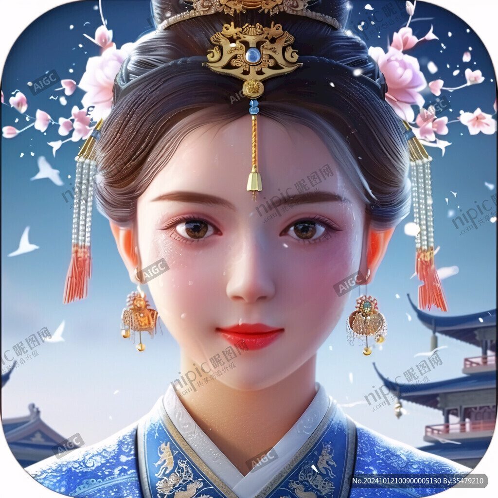 宮廷美女人物插畫