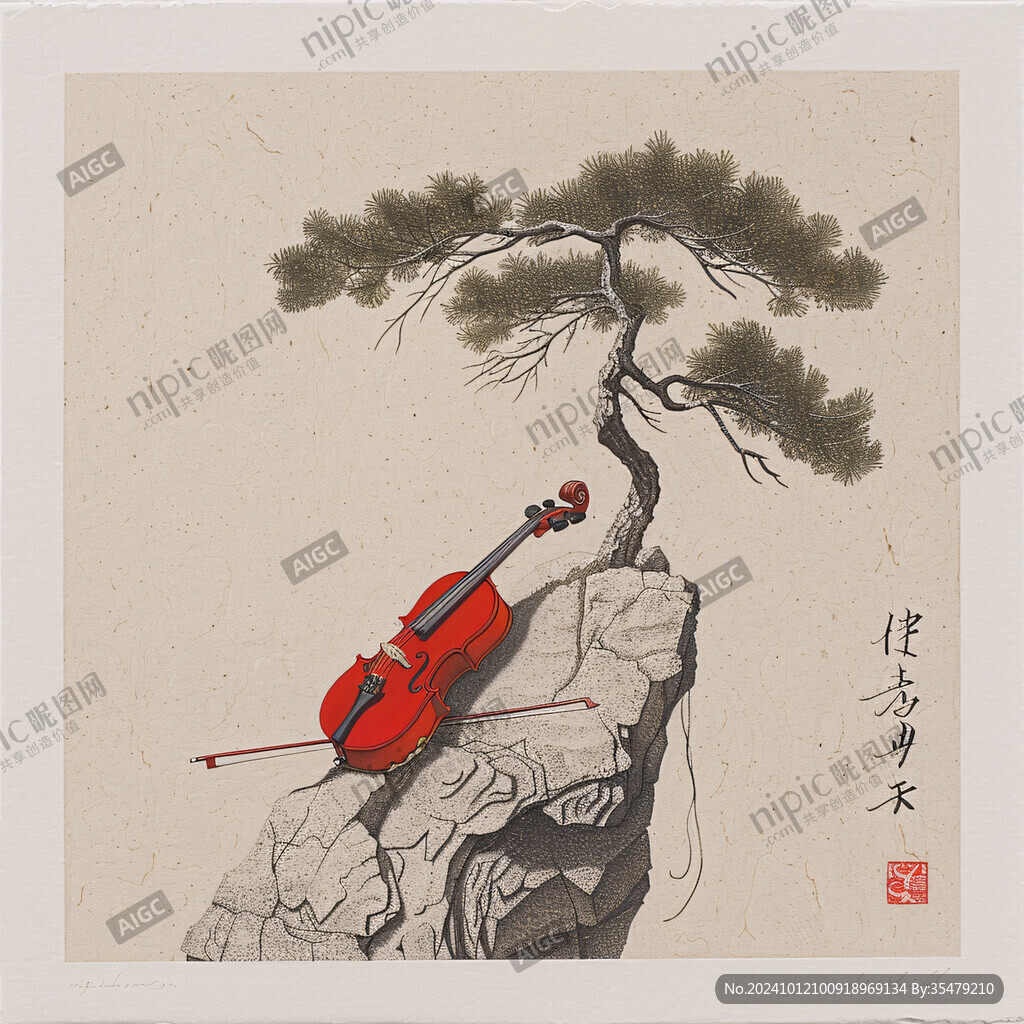 手繪采藥松