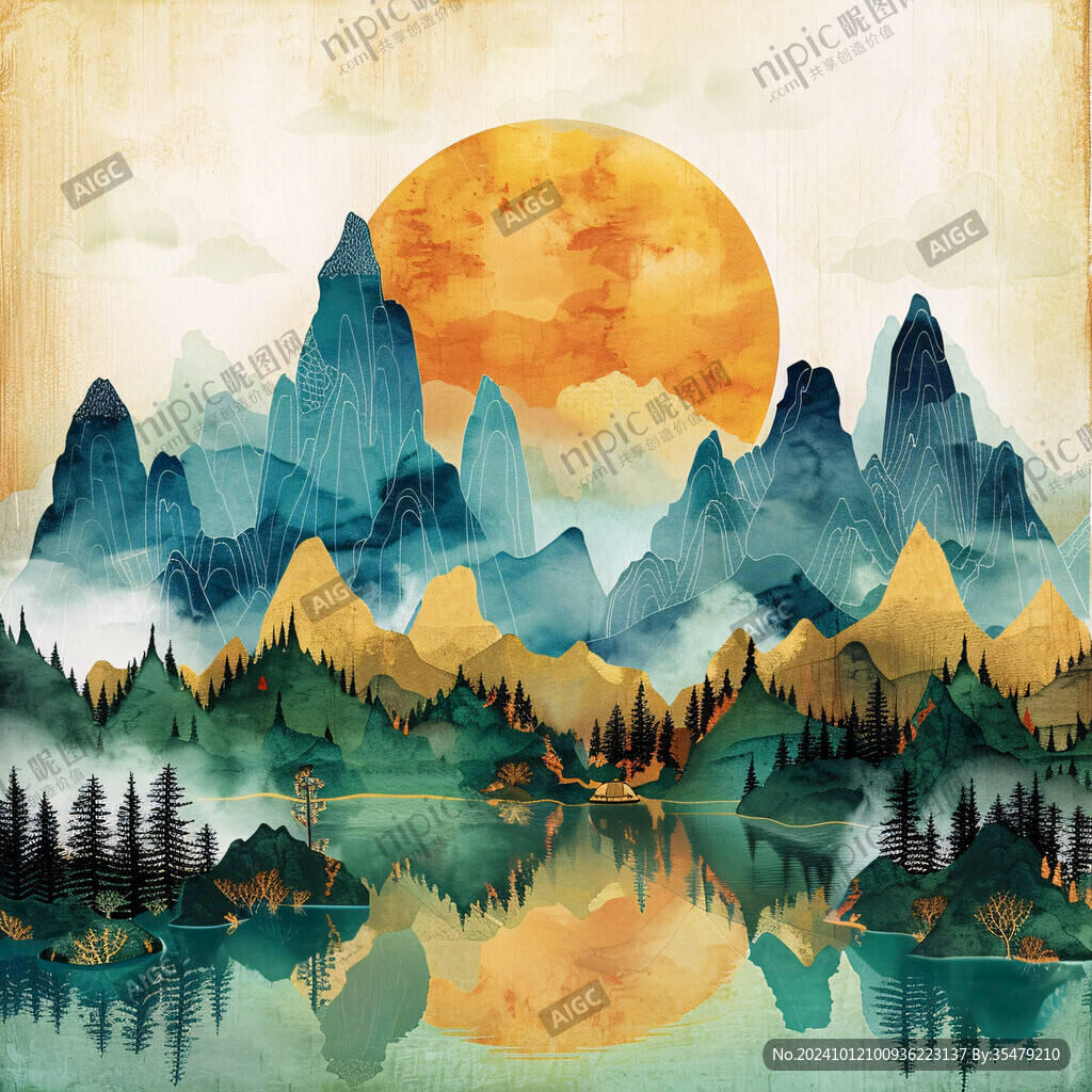 皓月雄風(fēng)景觀插畫