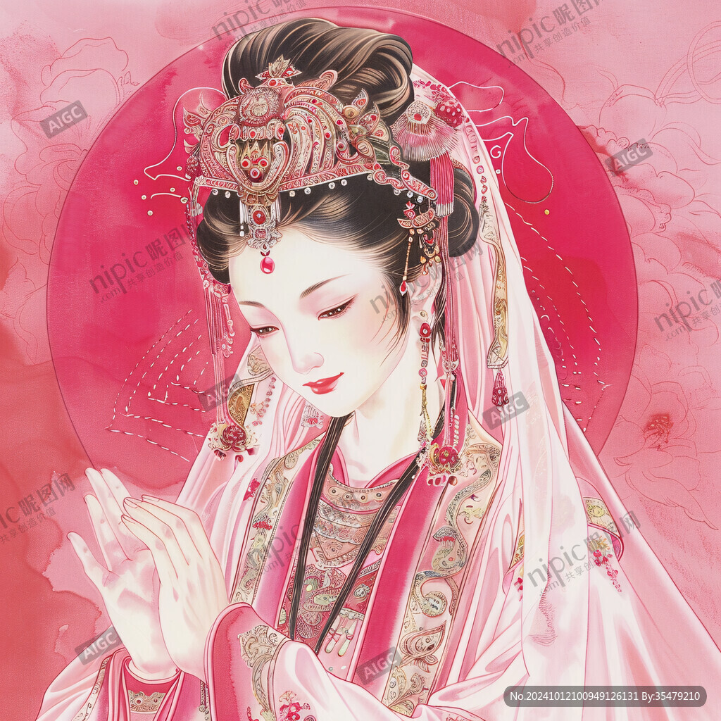 中式新娘插畫