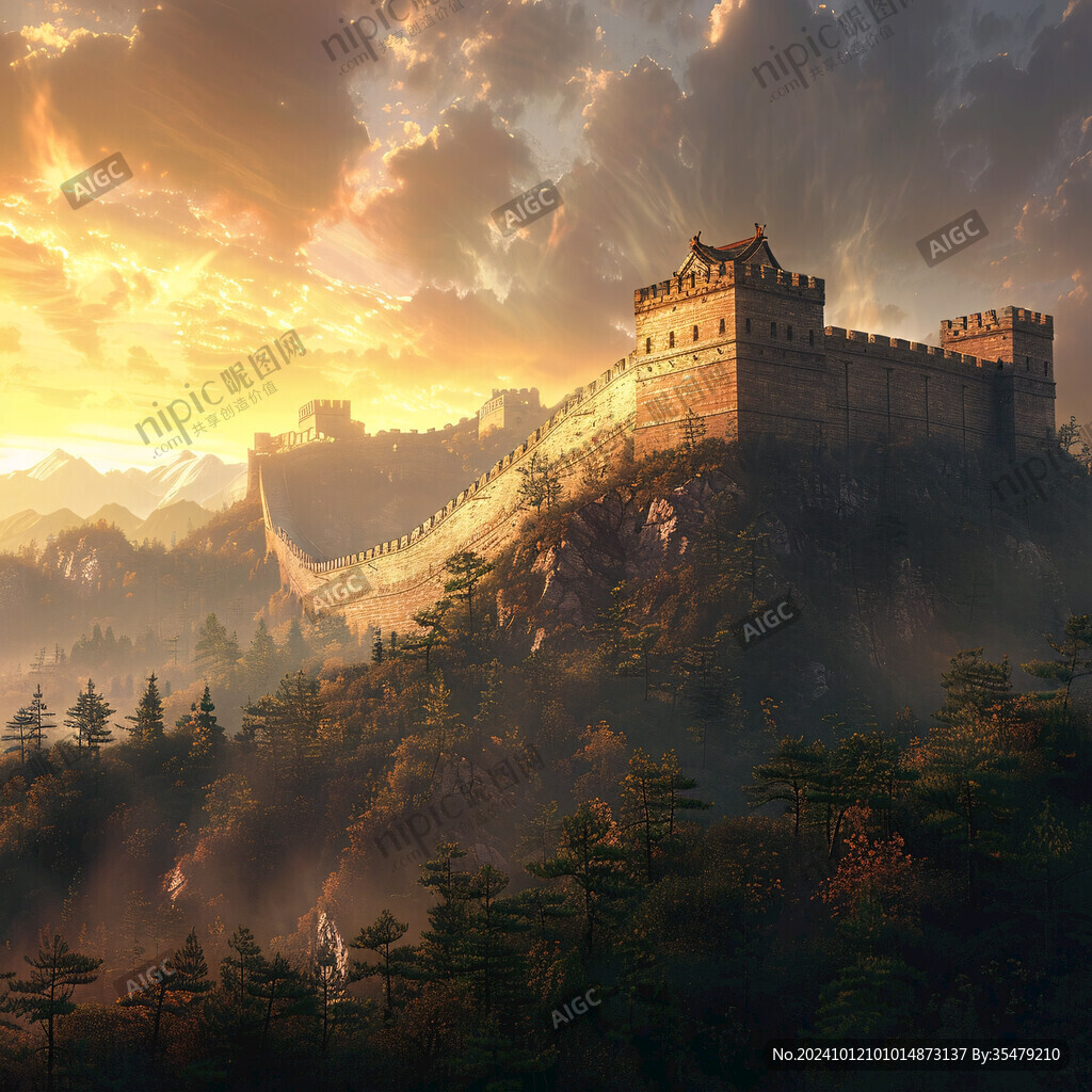 長(zhǎng)城風(fēng)景插畫