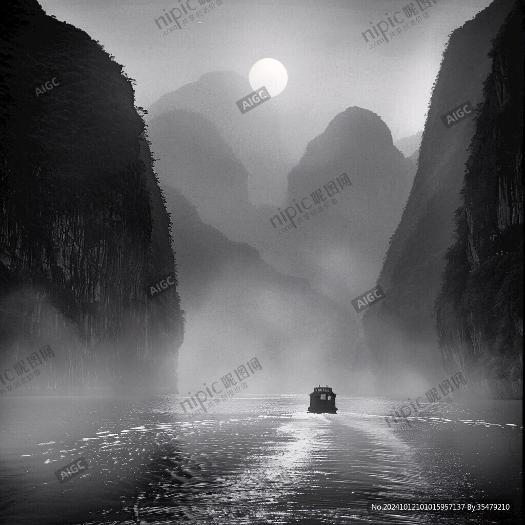 水墨漓江圖片素材下載