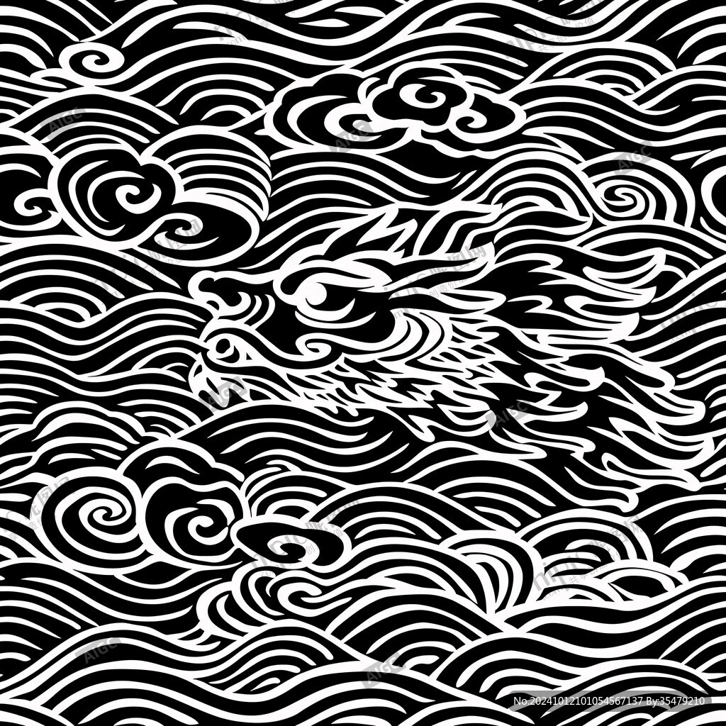 海獸波濤紋