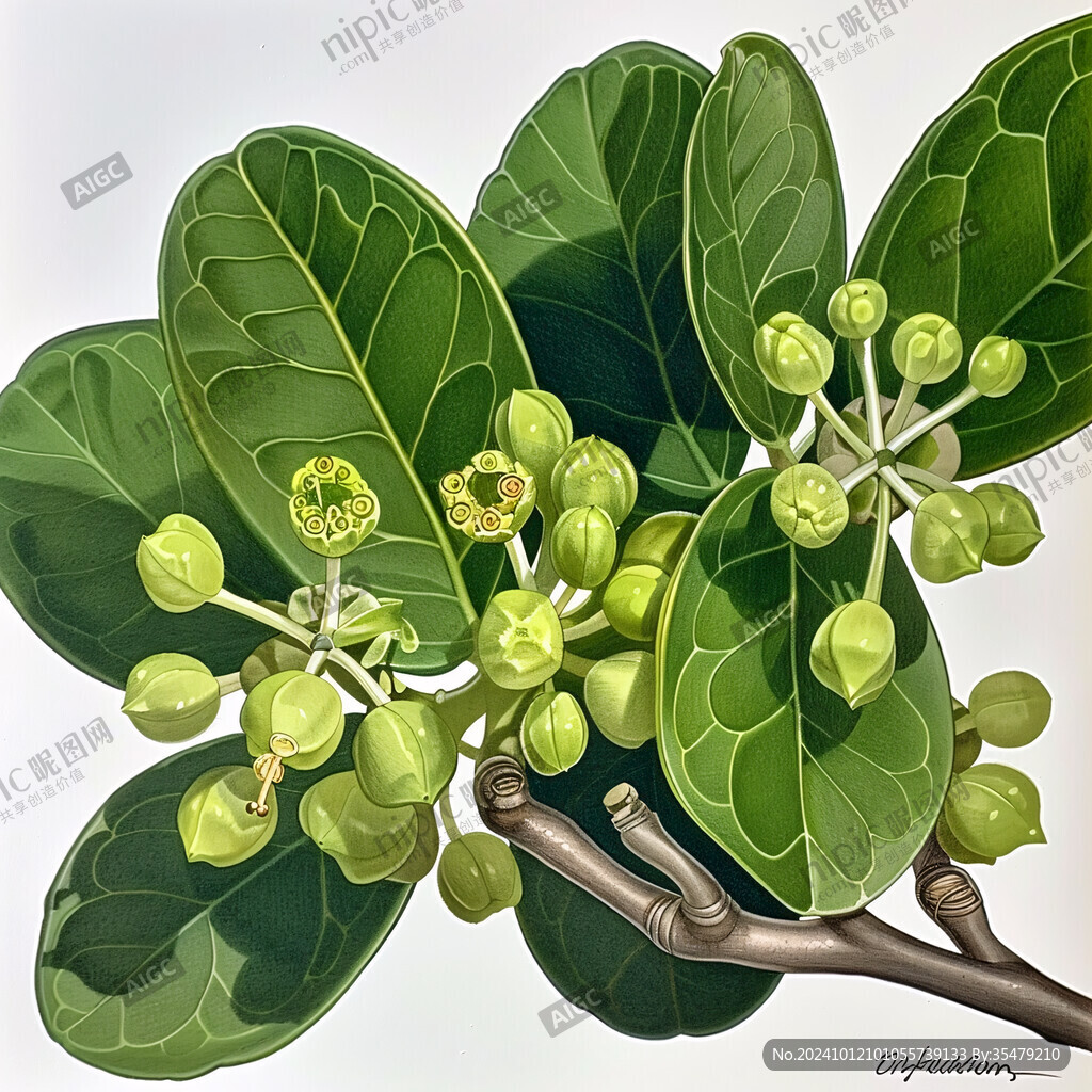巴豆植物插畫