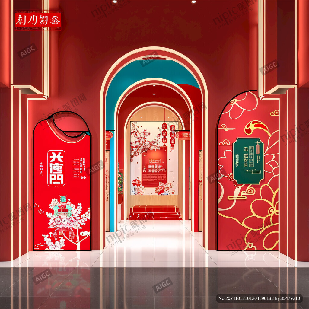 國(guó)潮櫥窗中庭布置