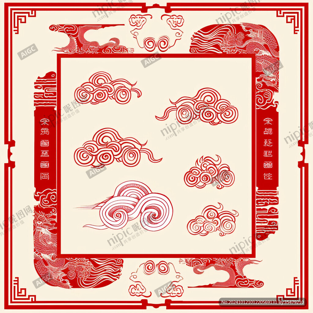 古典中式細(xì)線云紋吉祥