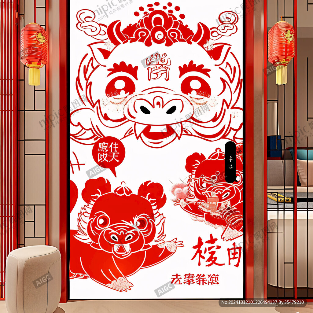 國潮虎年門貼