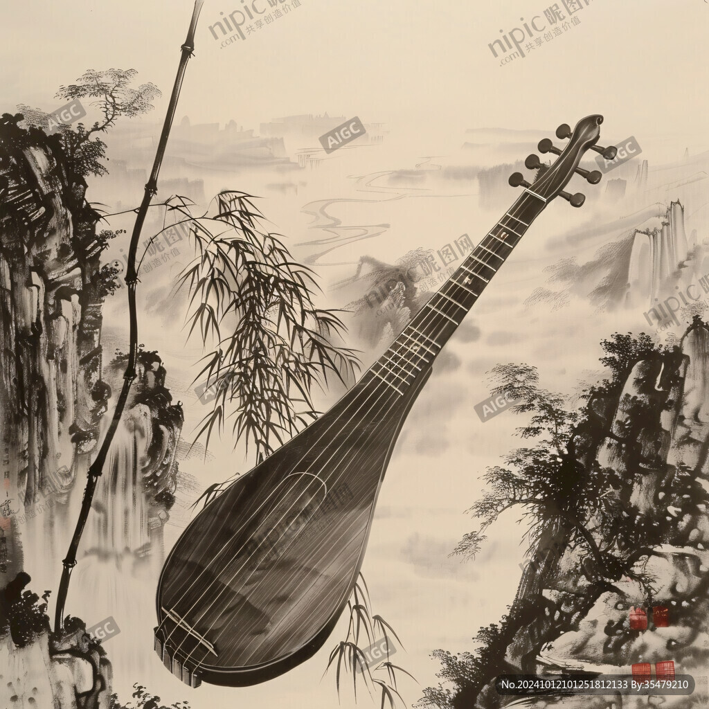 琵琶海報(bào)水墨琵琶月琴
