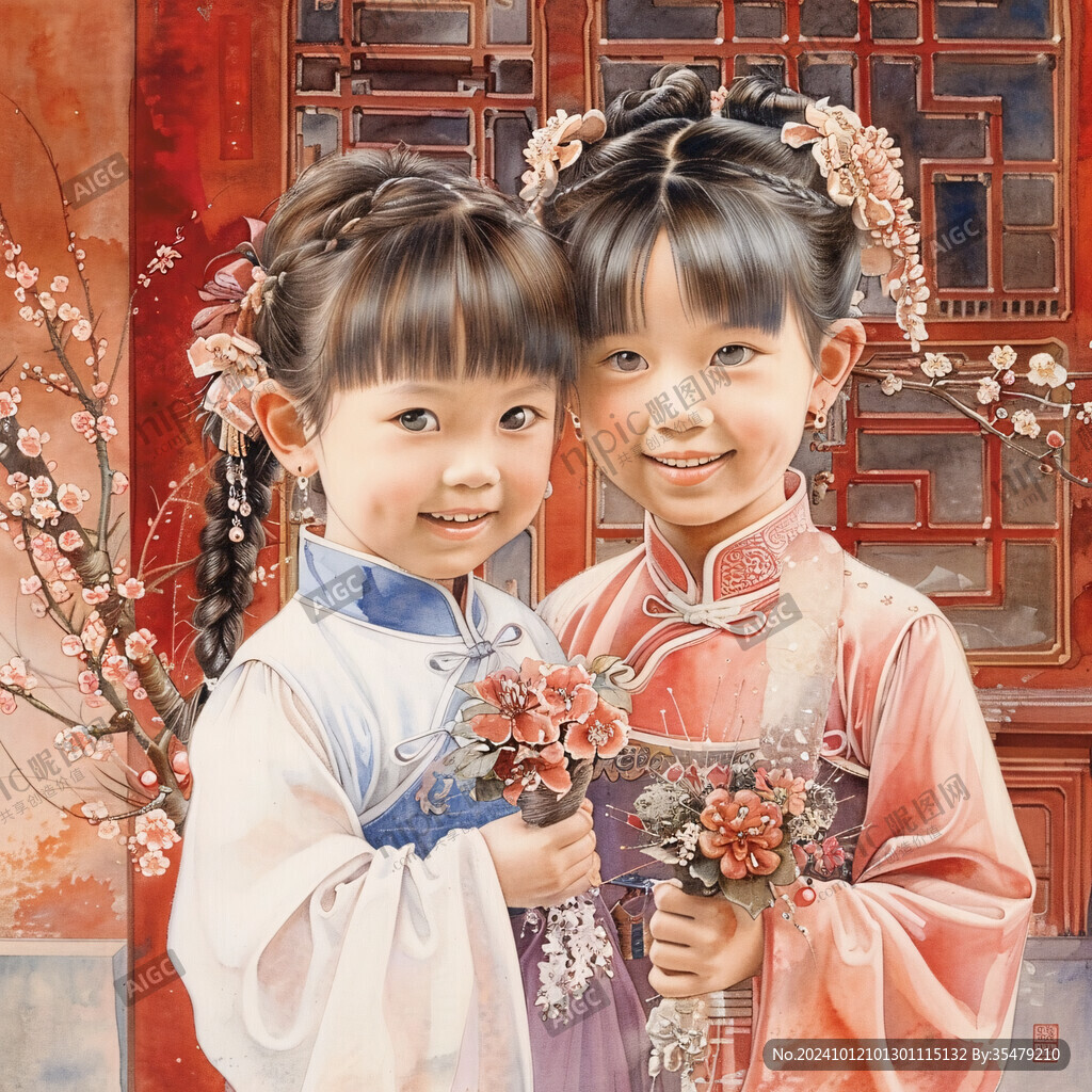 的中國(guó)東方兩個(gè)小女孩