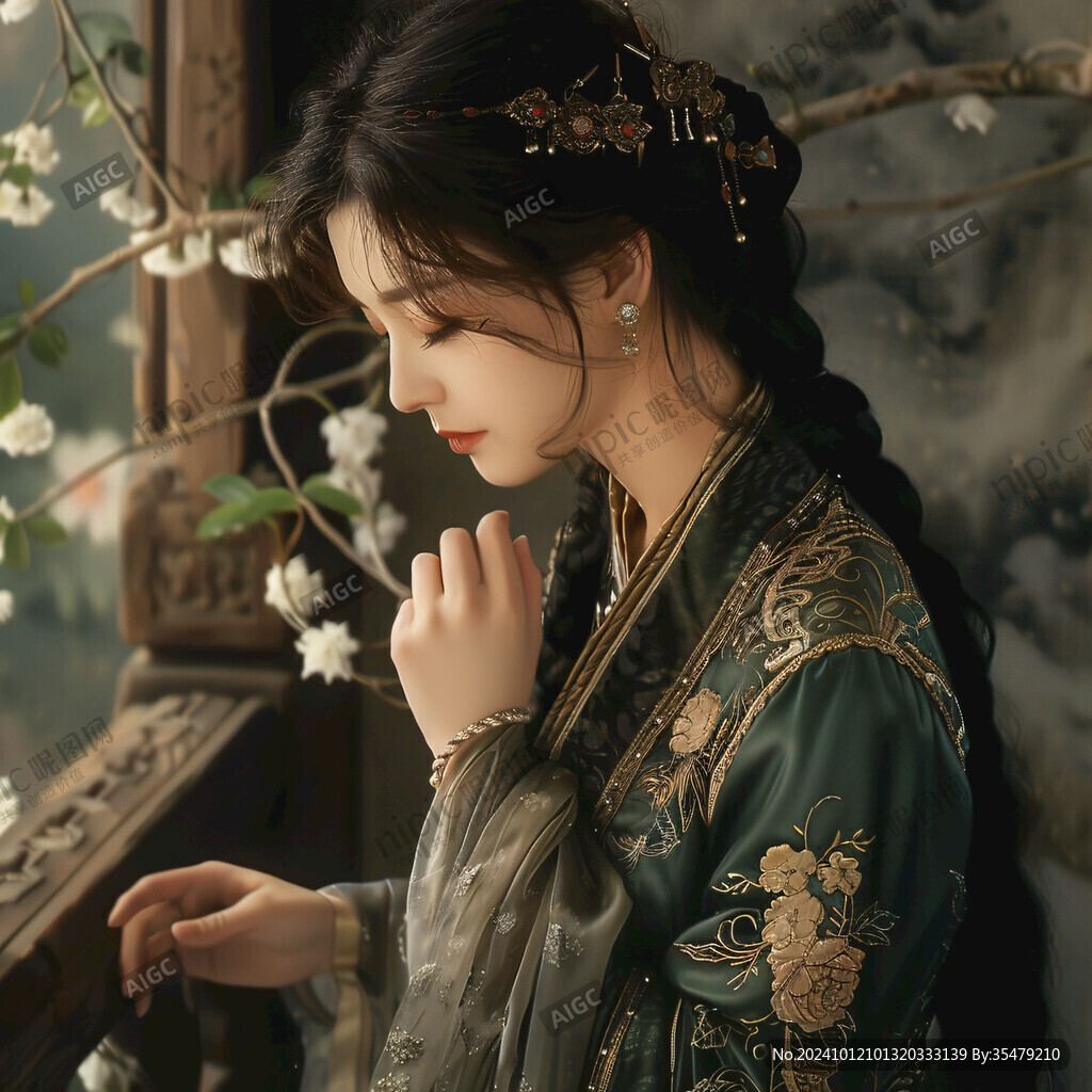 古風(fēng)美女頭像插畫(huà)封面