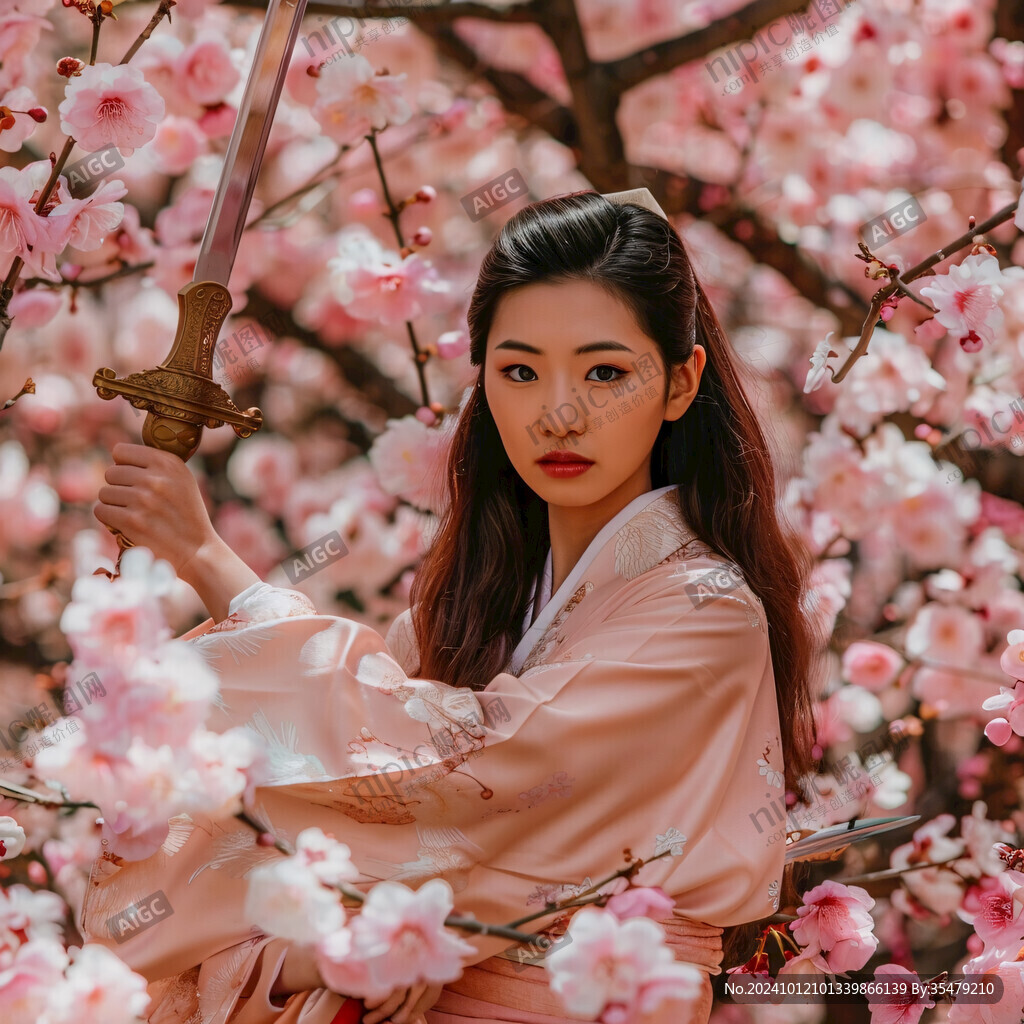 桃花與女子