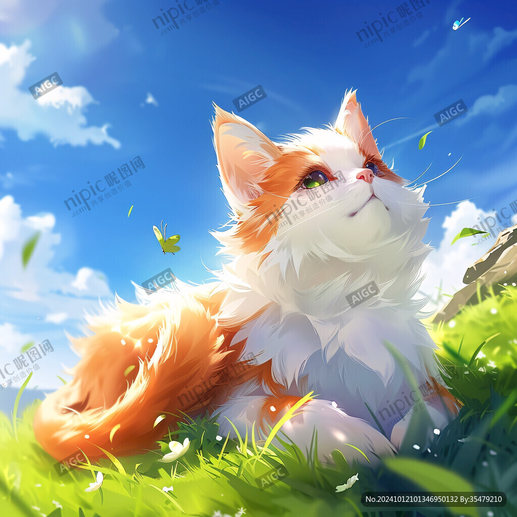 曬太陽的貓插畫