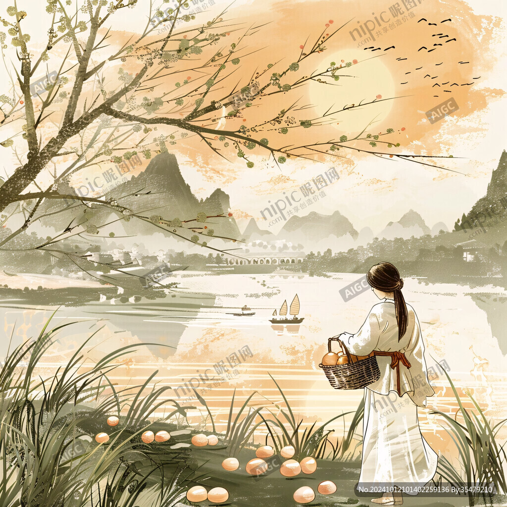 農(nóng)家女國風(fēng)插畫