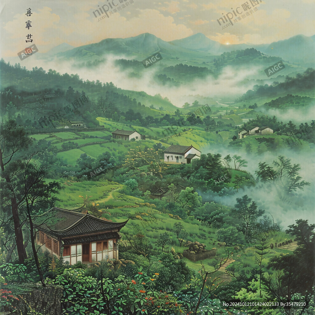 茶園風景裝飾畫