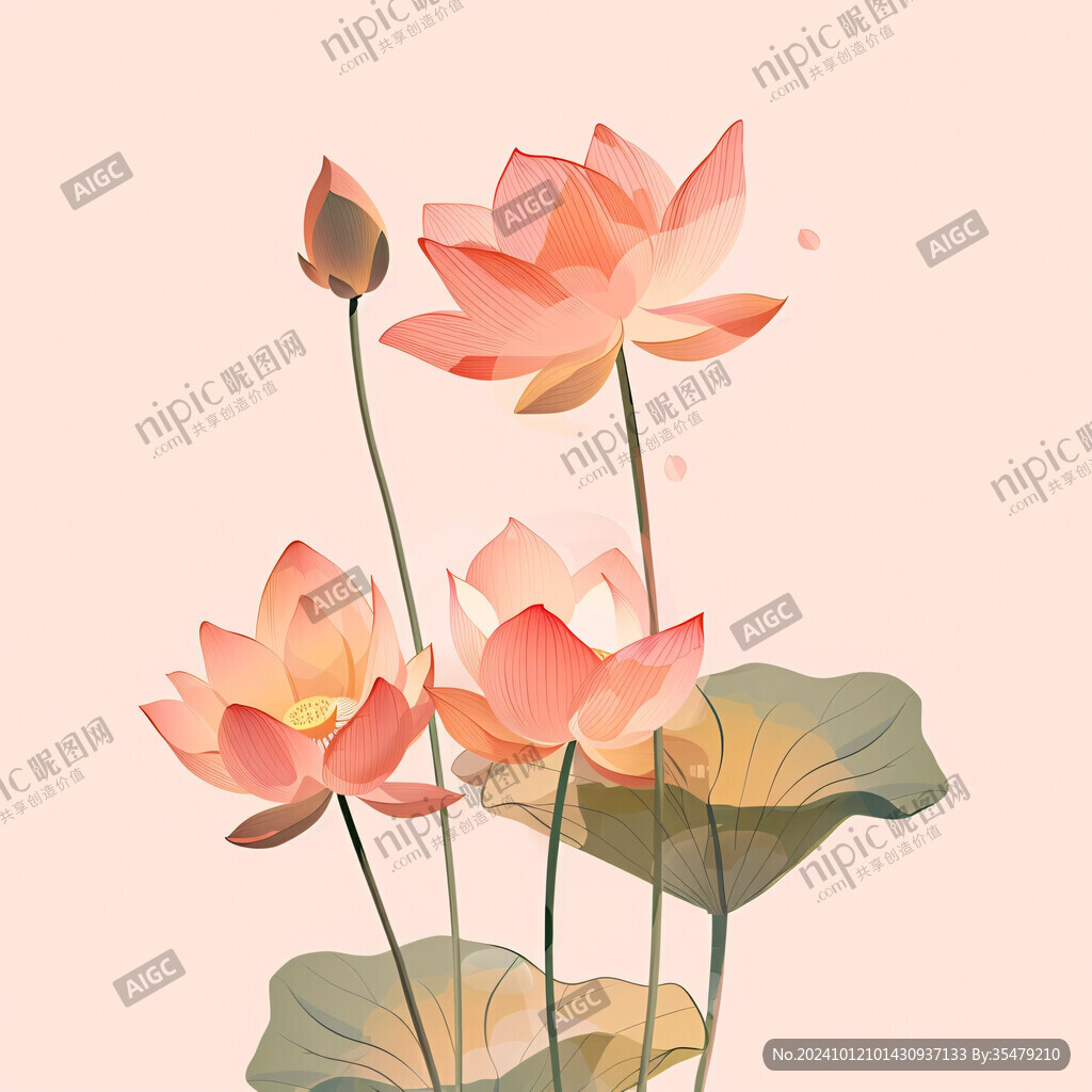 荷花插畫荷花