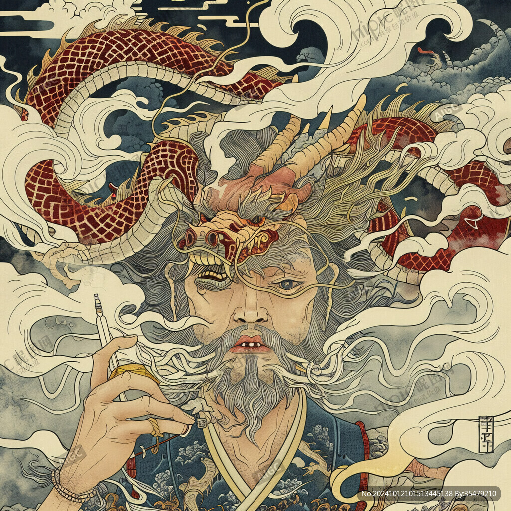 國潮手繪關云蟾