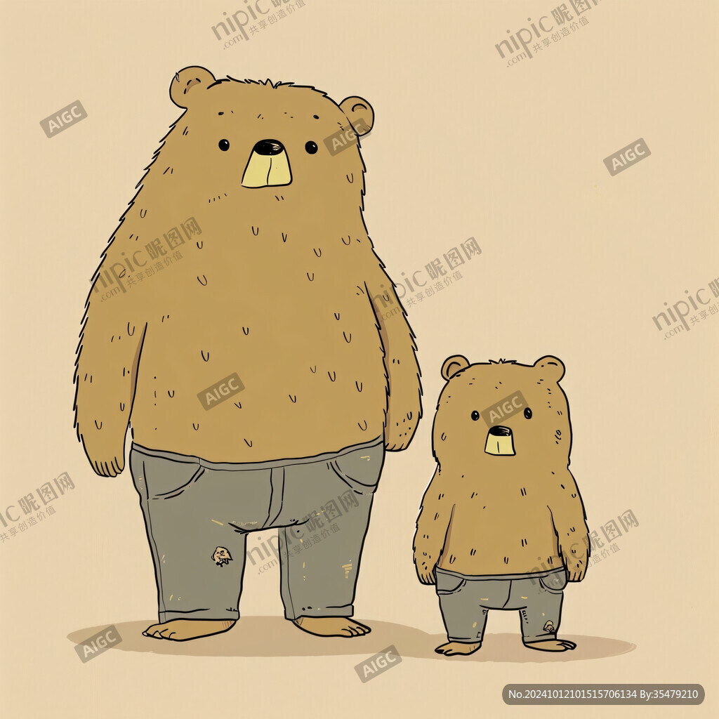 兩只小熊插畫