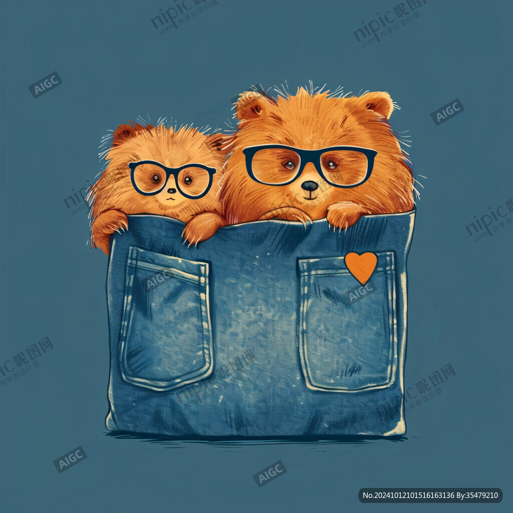 兩只小熊插畫