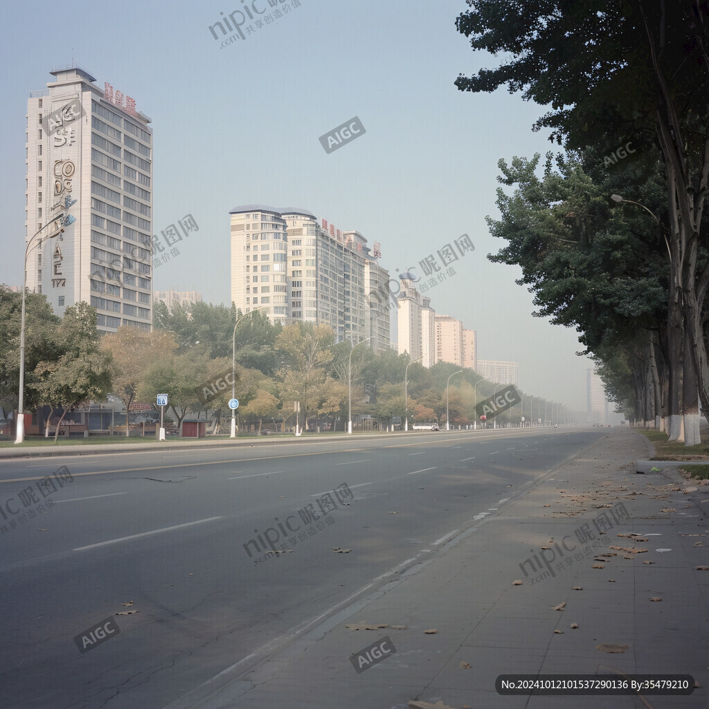 烏桕城市馬路秋景