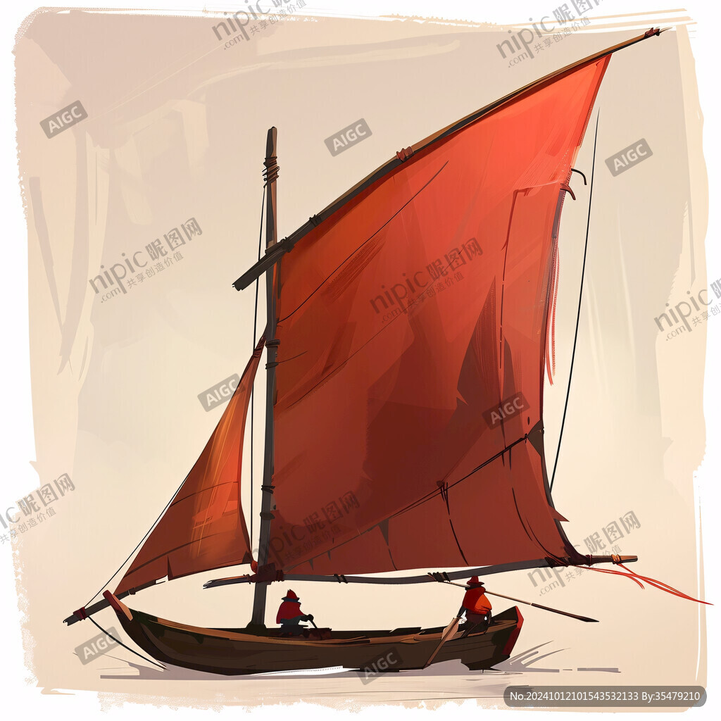紅船手繪插畫