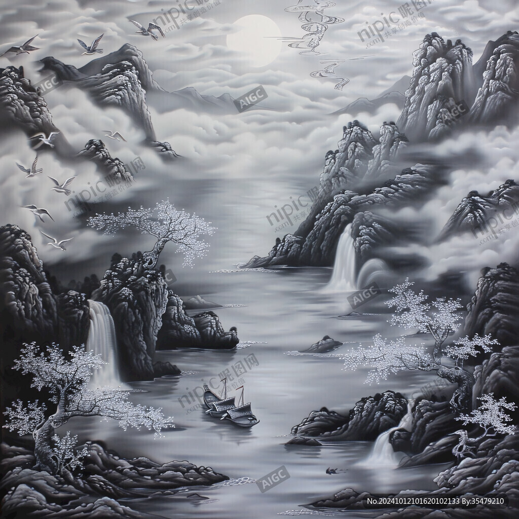 高山流水壁畫