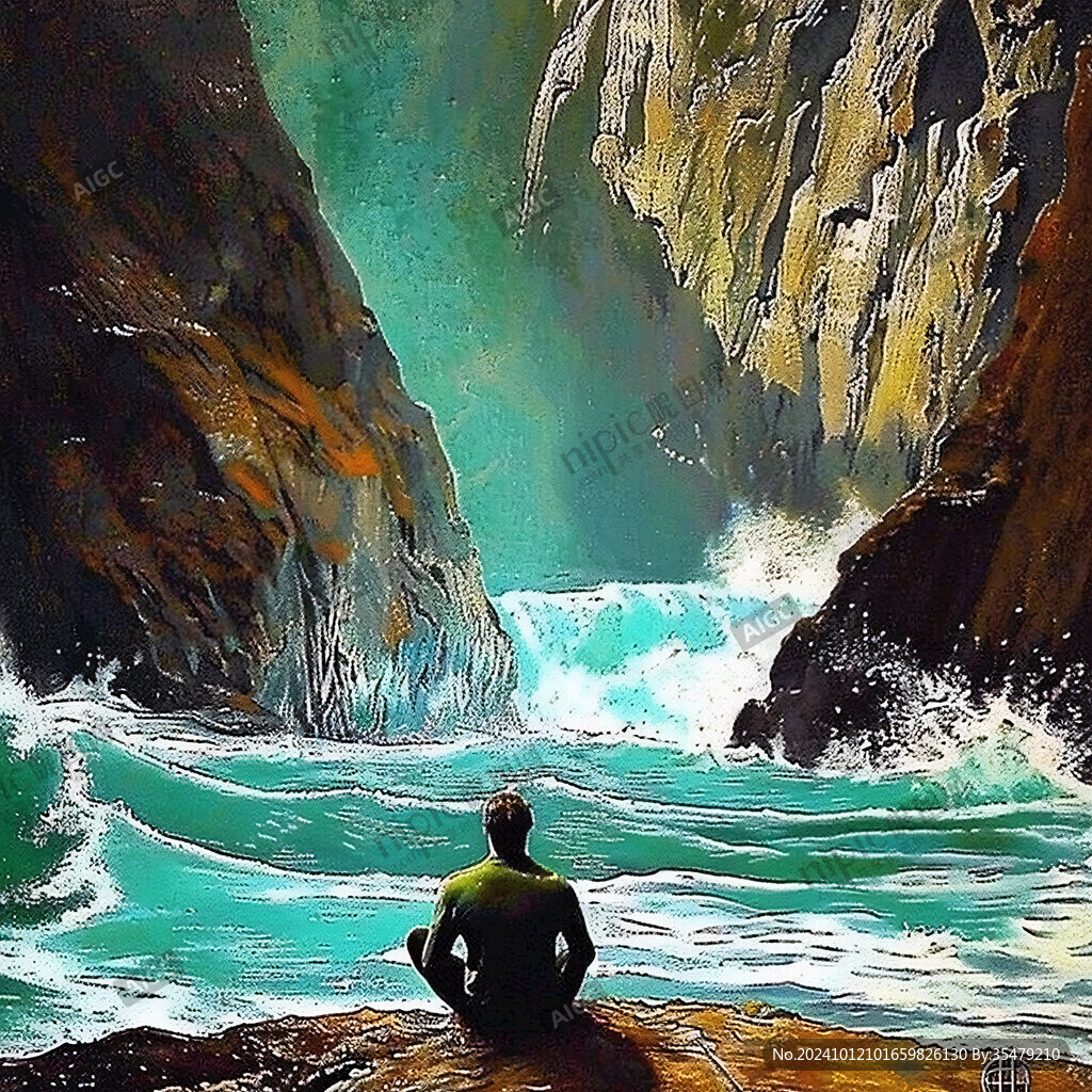 手繪風景插畫大海圖片