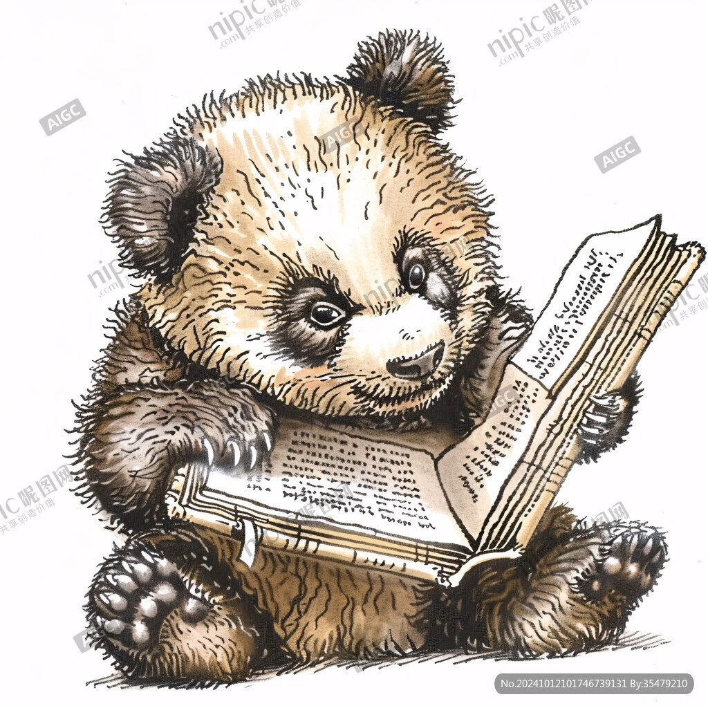 看書的可愛小熊貓