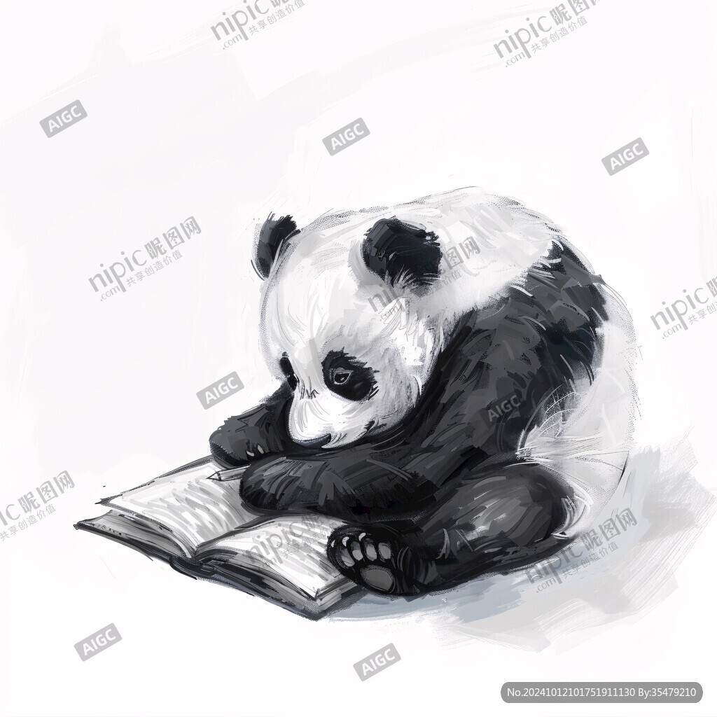 看書的可愛(ài)小熊貓