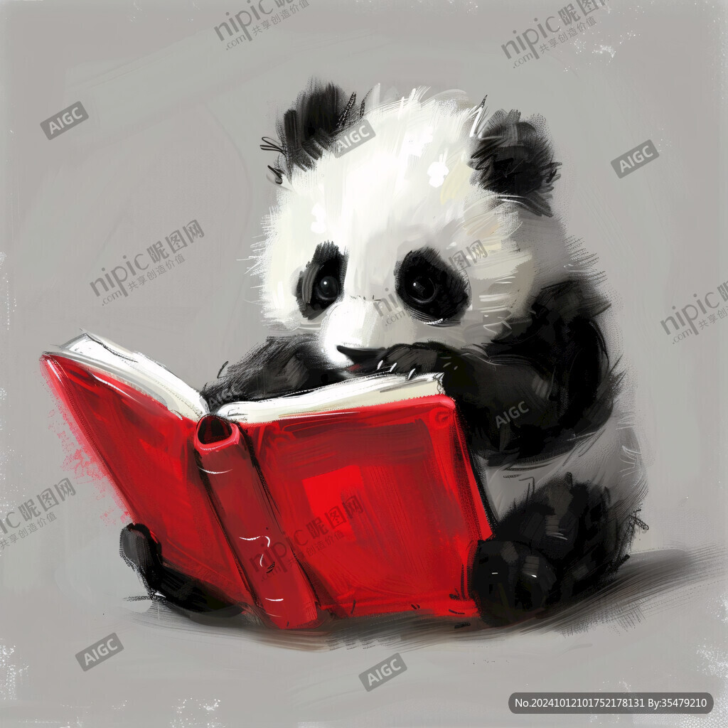 看書的可愛小熊貓