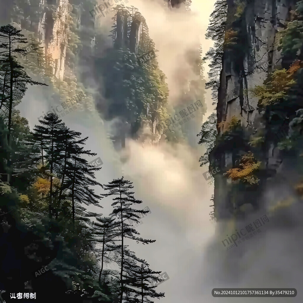 禪宗山峰峽谷意境云霧