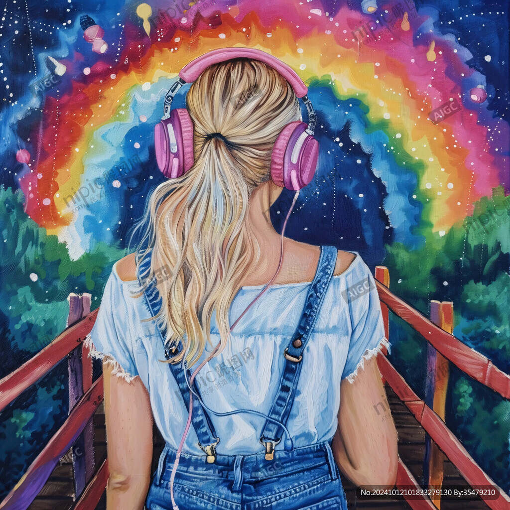 聽音樂插畫