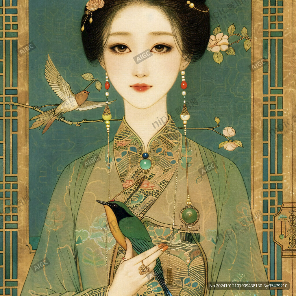 工筆美女插畫
