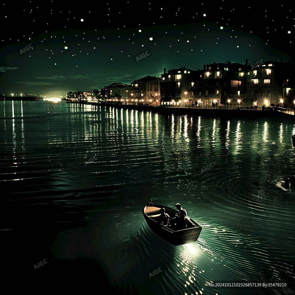 河流夜景人物