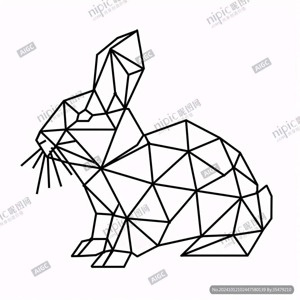幾何線條兔子