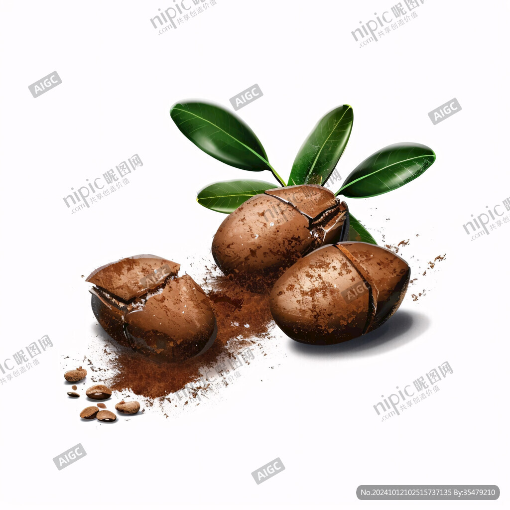 手繪碧根果堅果