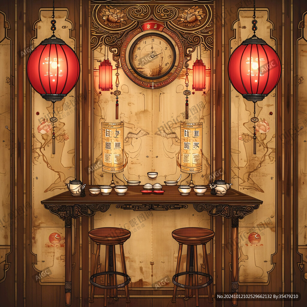 茶樓插畫(huà)