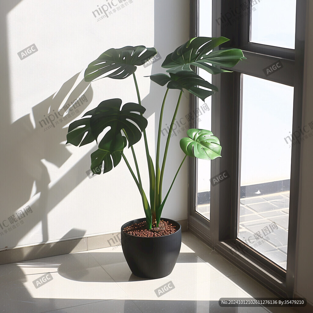 植物與窗影