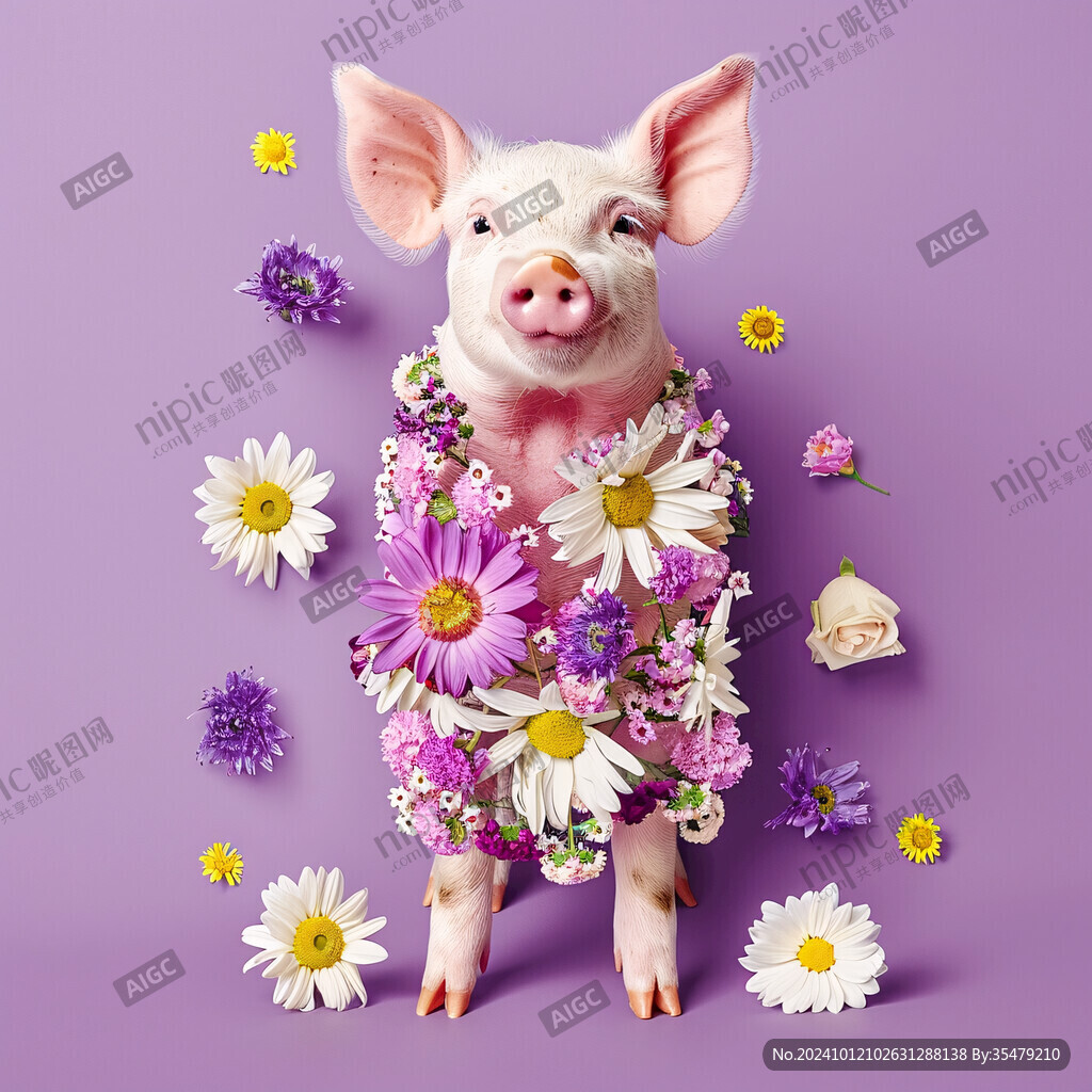 拿花的小豬
