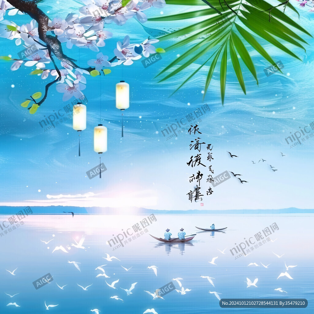 燈帶山水背景